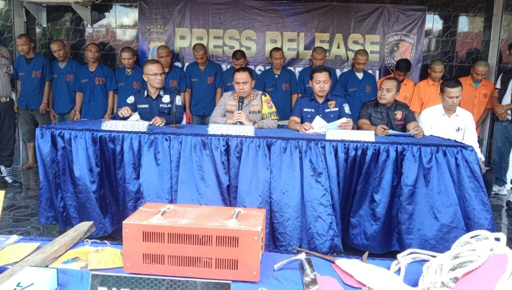 Polres Asahan Rilis Terduga Pelaku Pengeroyokan Seorang Pelajar dan Tindak Kejahatan